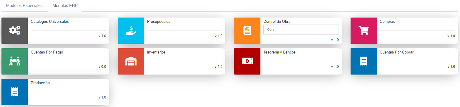 Nuestros módulos del ERP